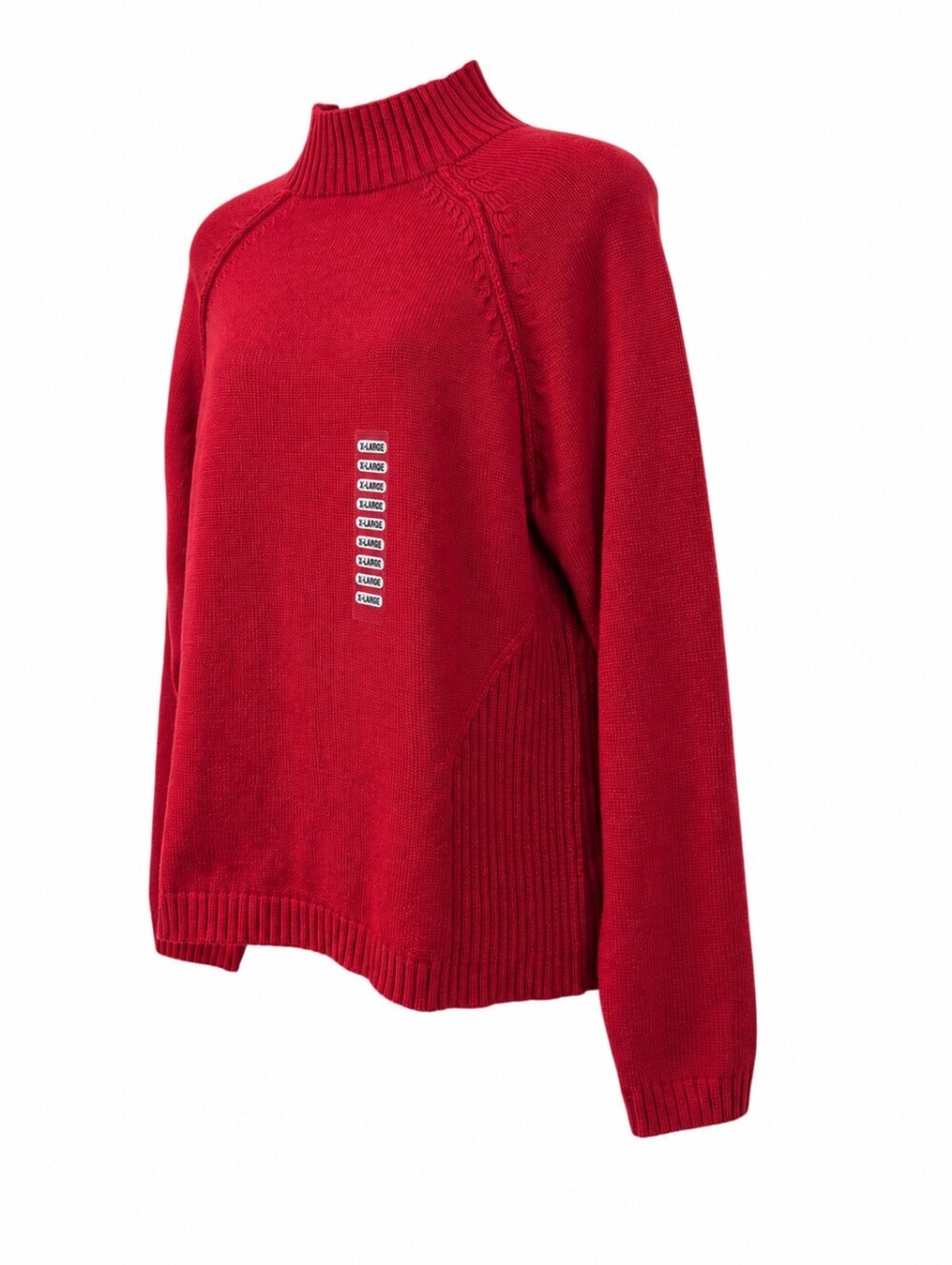 Relativity Womens Red Mock Neck Ribbed Knit Pullover Raglan Sweater Size XL NWT - Picture 3 of 7